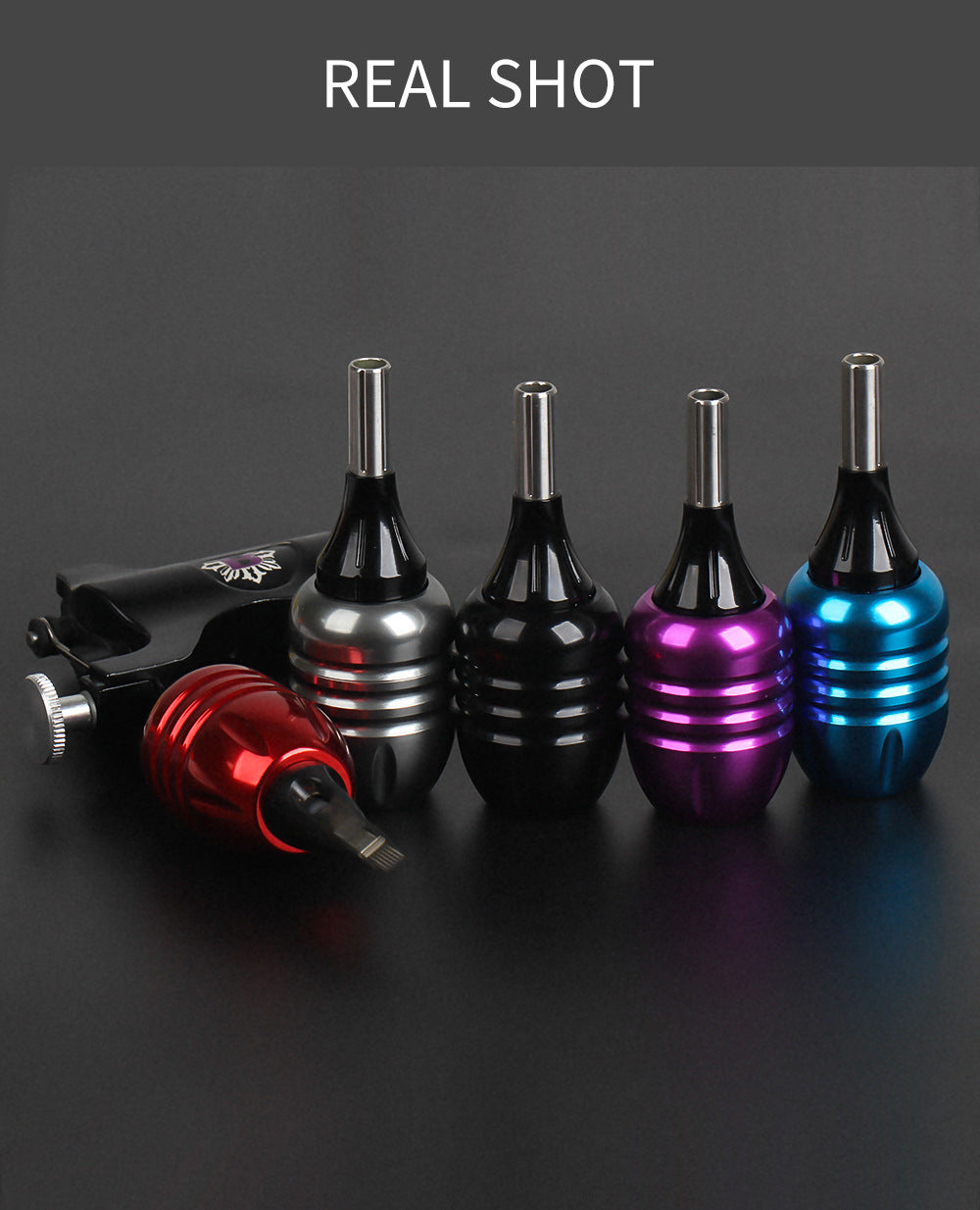 Adjustable 30mm Colored Aluminum Integrated Needle Tattoo Grip – Short Needle Compatible