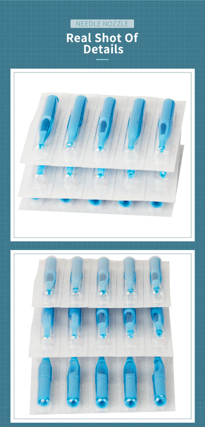 Disposable Blue Tattoo Tips – 100pcs Mixed Set with 10 Sizes