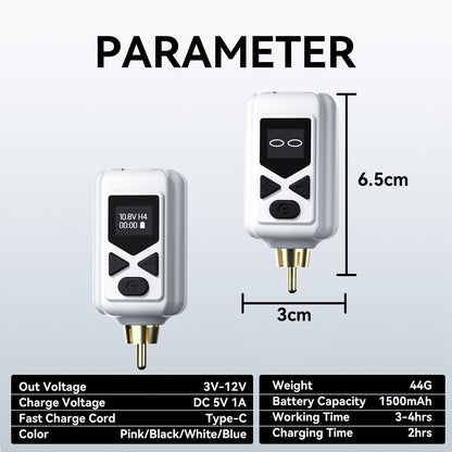Mini Wireless Tattoo Power Supply Battery, RCA Charging Version, Compatible with Motor Tattoo Machines, Portable Power Bank