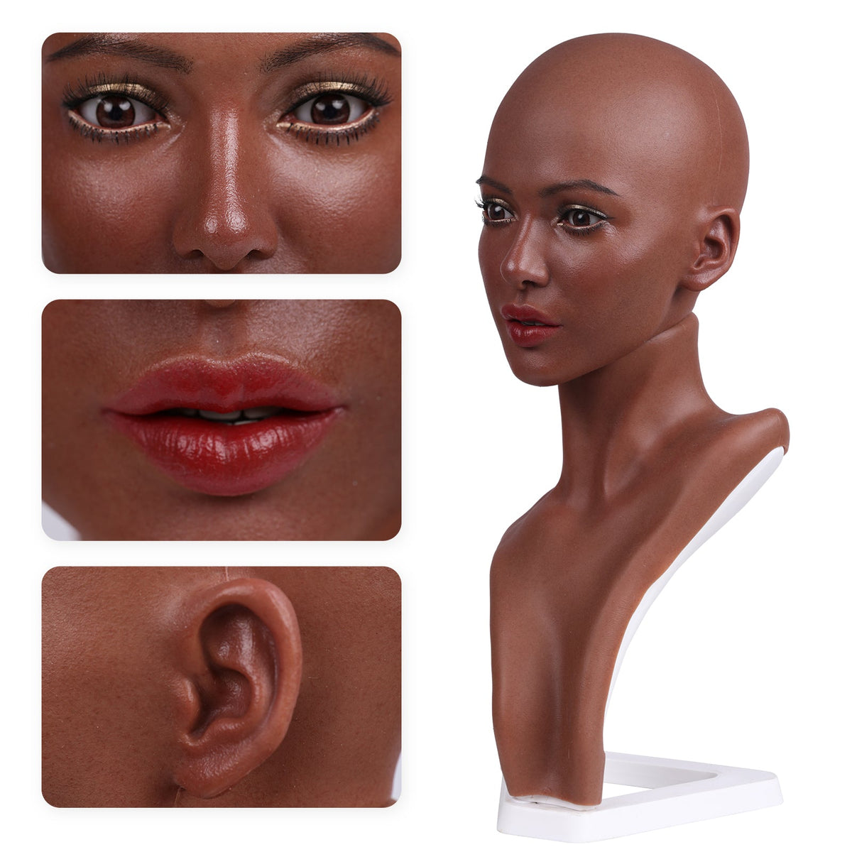 Realistic Female Silicone Head & Shoulder Display Mannequin