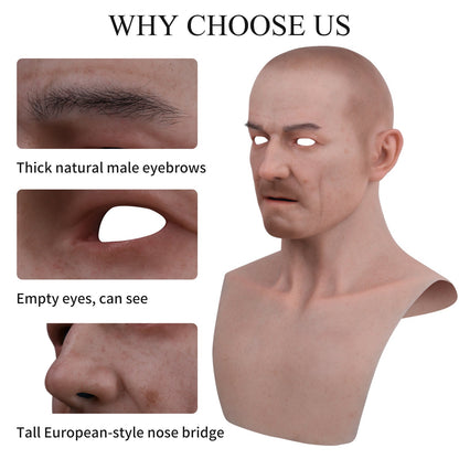Realistic Young Male Full-Head Silicone Character Mask