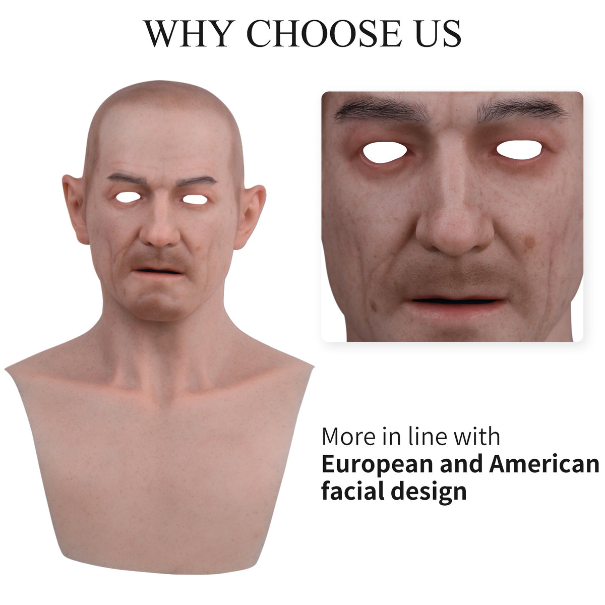 Realistic Young Male Full-Head Silicone Character Mask