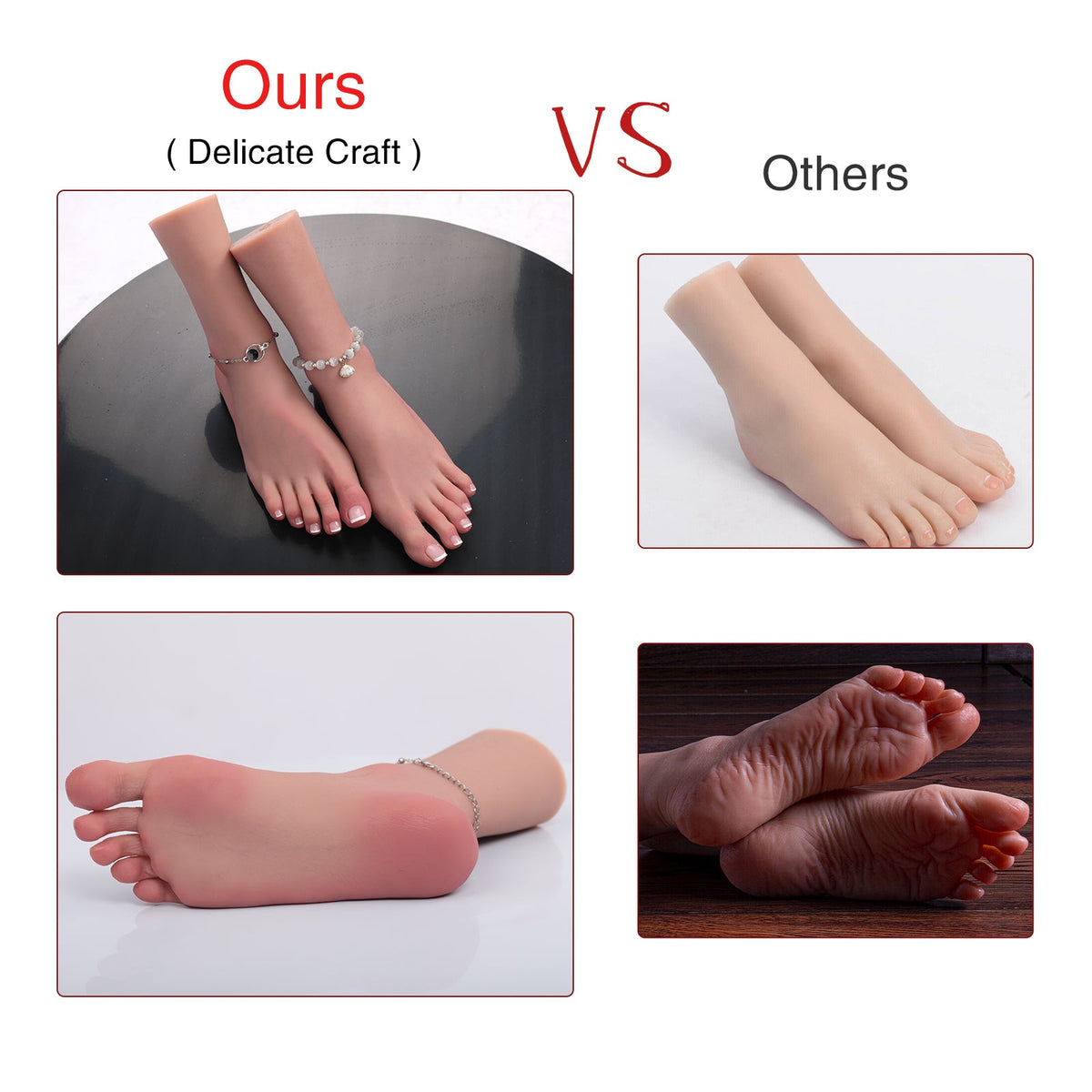 Realistic Female Silicone Foot Model — Flexible or Reinforced