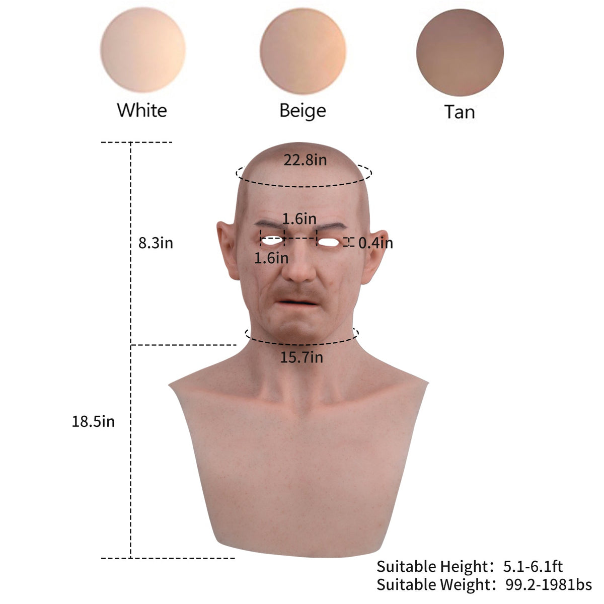 Realistic Young Male Full-Head Silicone Character Mask