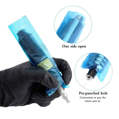 200PCS Disposable Tattoo Machine Covers – Transparent Waterproof Dustproof Sleeves