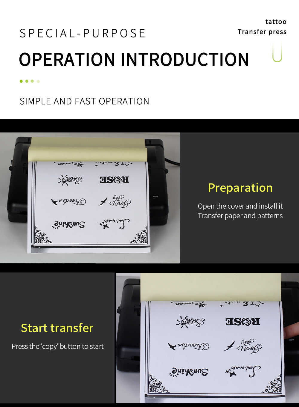 Mini Tattoo Transfer Machine – Thermal Copier with 1-Year Warranty