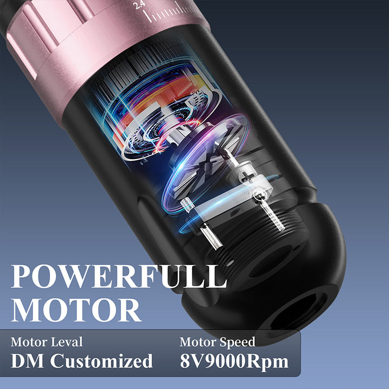 Adjustable Stroke Wireless Tattoo Machine Pen – 2300mAh Battery with Large Color Display