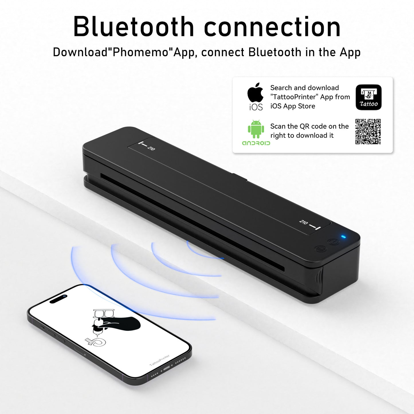 Bluetooth Mini A4 Tattoo Stencil Printer – Thermal Transfer Machine, Clear & Smudge-Resistant