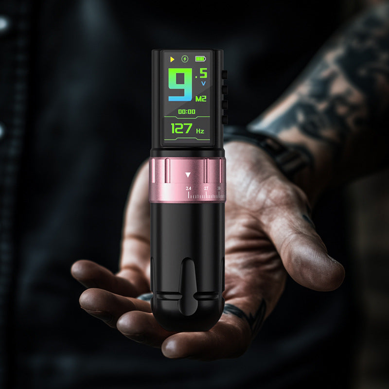 Adjustable Stroke Wireless Tattoo Machine Pen – 2300mAh Battery with Large Color Display
