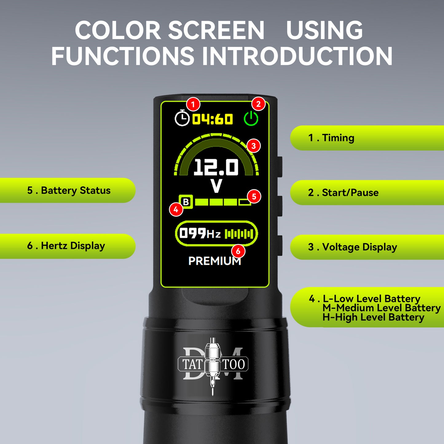 Wireless Tattoo Pen Kit with Color Screen Battery – All-in-One Rotary Tattoo Machine Set
