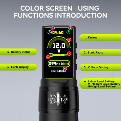 Wireless Tattoo Pen Kit with Color Screen Battery – All-in-One Rotary Tattoo Machine Set
