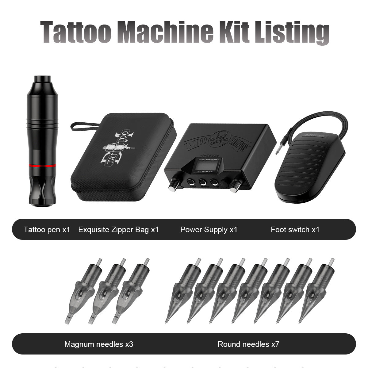 Rotary Tattoo Pen Machine Kit – Complete All-in-One Motor Tattoo Set for Professionals