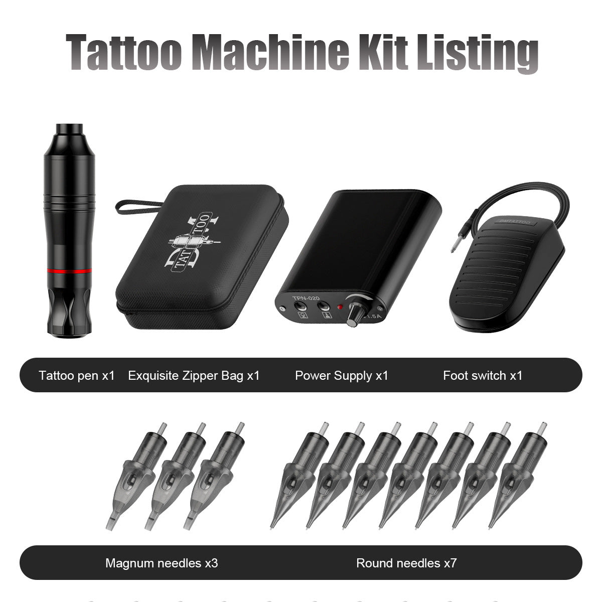 Complete Tattoo Pen Machine Kit – All-in-One Rotary Tattoo Set for Beginners