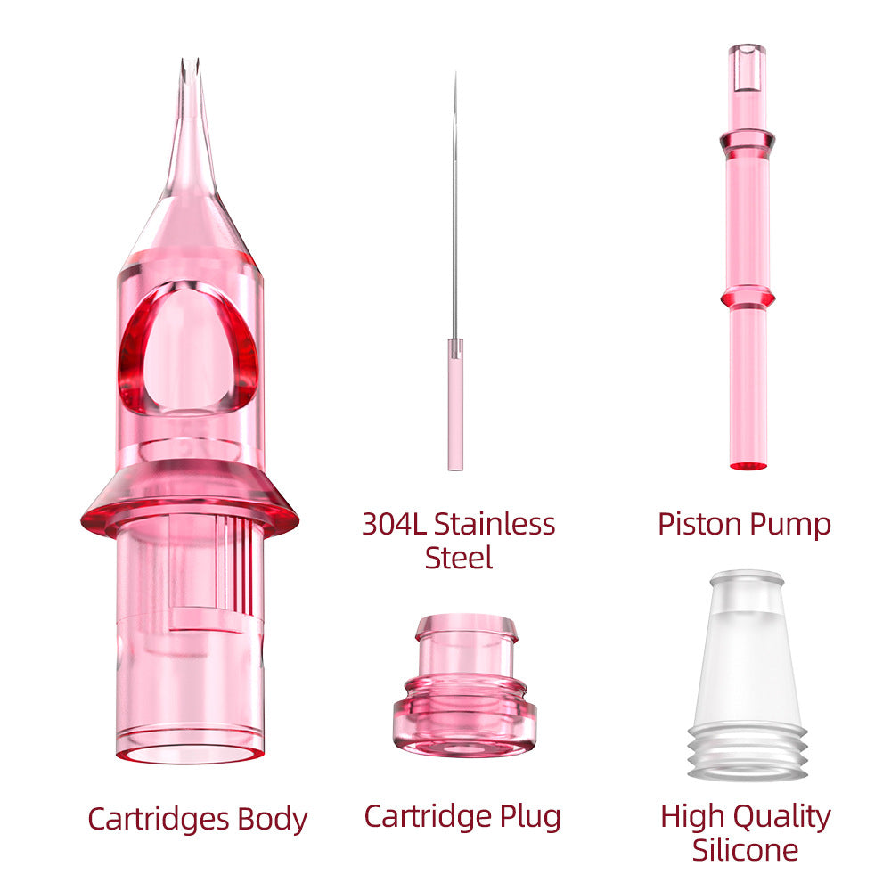 Pink Disposable PMU Cartridge Needles – Eyeliner, Eyebrow, Scalp & Tattoo Use (10pcs/Box)