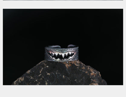 Venom PureSilver Plated Brass Adjustable Ring-- Handmade