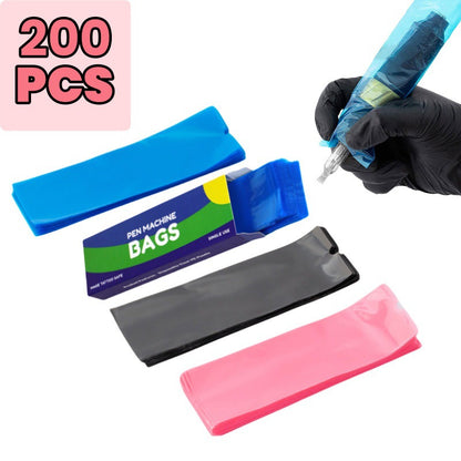 200PCS Disposable Tattoo Machine Covers – Transparent Waterproof Dustproof Sleeves