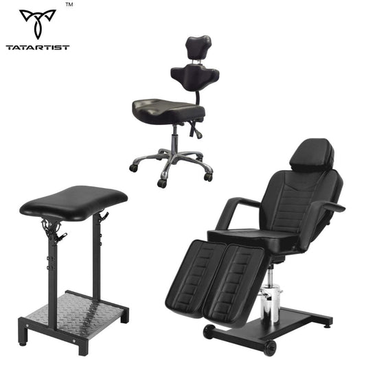 【CA】Tattoo XL Spin Armrest & Hydraulic Tattoo Client Chair & Ergonomic Adjustable Artist Chair Packages