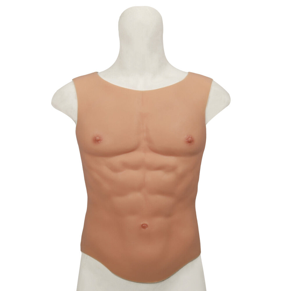 Round-Neck Silicone Muscle Chest Suit — S–L