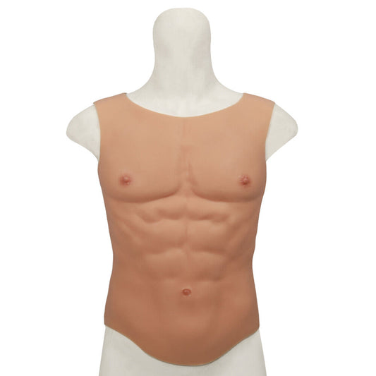 Round-Neck Silicone Muscle Chest Suit — S–L