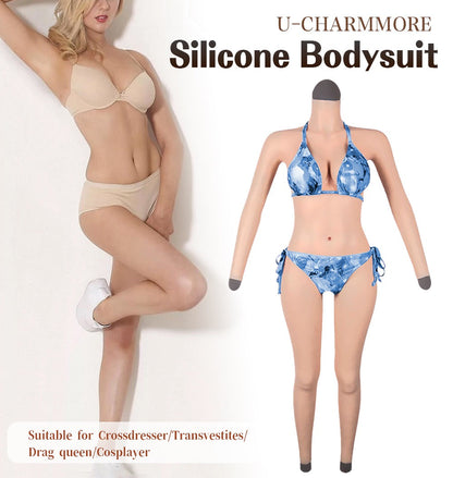 Full-Body Silicone Bodysuit with Integrated Breast Forms