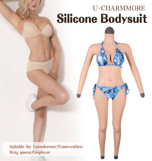 Full-Body Silicone Bodysuit with Integrated Breast Forms