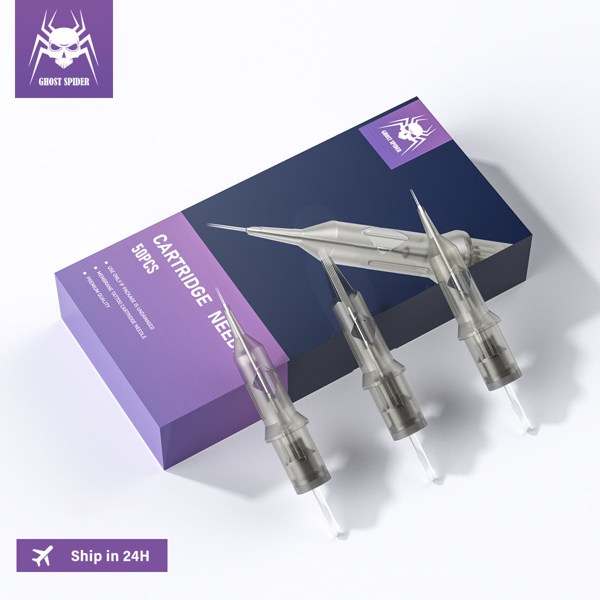 GHOST SPIDER Professional Tattoo Cartridge Needles – Short Taper, PMU & Cheyenne-Compatible (50pcs/Box)