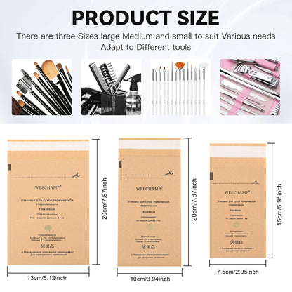 Self-Sealing Sterilization Bags – Heat-Resistant Kraft Pouches for Nail & Tattoo Tools