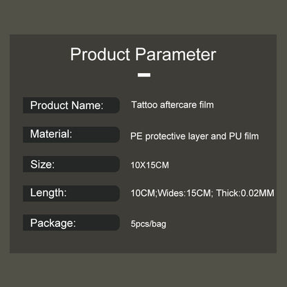 Tattoo Aftercare Film – 5pcs PU Healing Protective Sheets, 15cm x 10cm