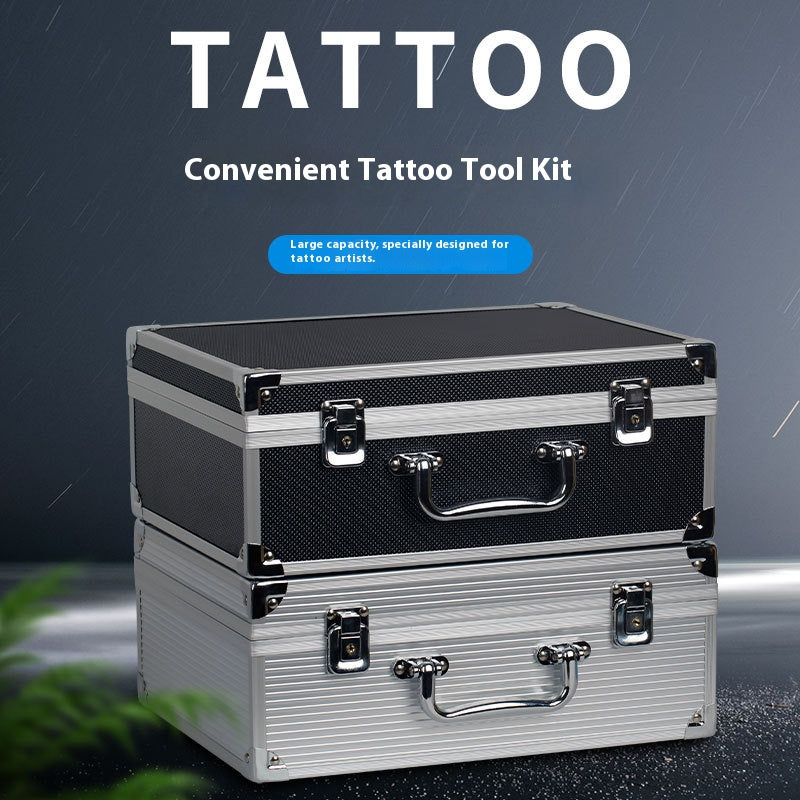 Small Tattoo Kit Storage Box – Portable Aluminum Case in Black Silver