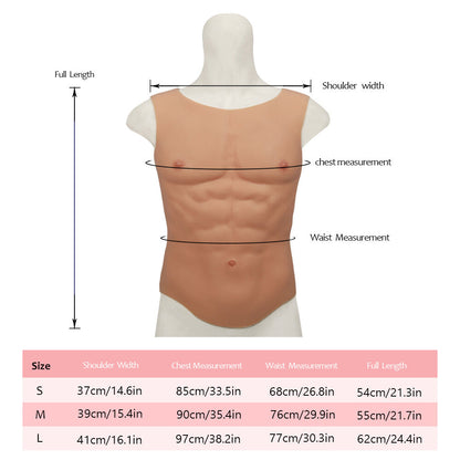 Round-Neck Silicone Muscle Chest Suit — S–L