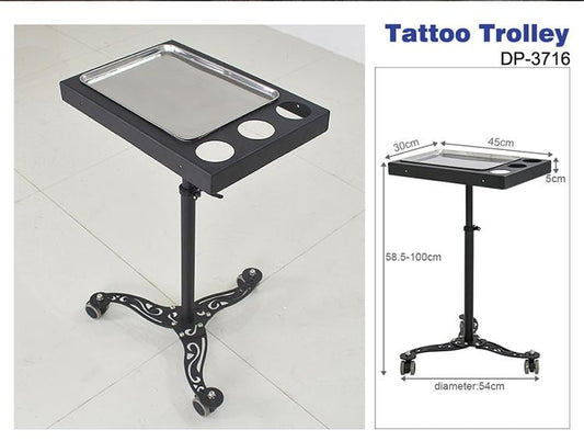 【USA】Portable Rolling Tattoo Workstation Stainiess Steel Tattoo Ink Tray Table TA-WS-16
