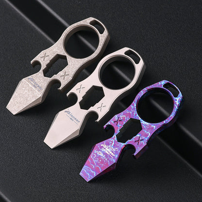 EDC Multi-Tool Self-Defense Keychain - Titanium Alloy with Brass Knuckle