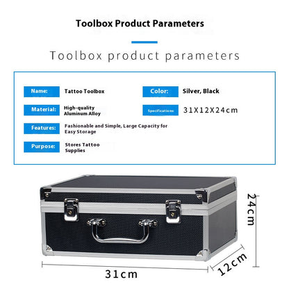 Small Tattoo Kit Storage Box – Portable Aluminum Case in Black Silver