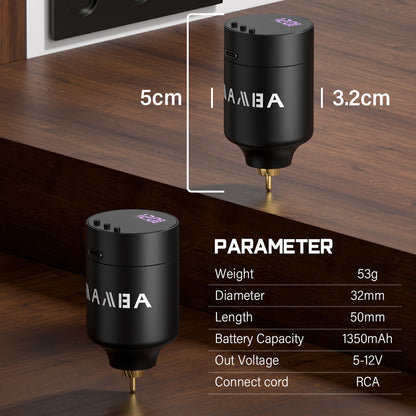 Mini Wireless Tattoo Power Supply – 1350mAh RCA Battery with Digital Display