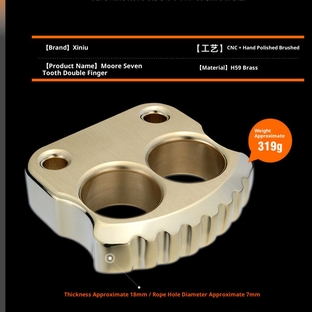 Puño americano de latón macizo de dos dedos - Herramienta de autodefensa EDC