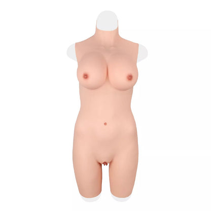 Three-Quarter Silicone Bodysuit with D-Cup Breast Forms