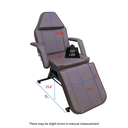 【USA】72" Adjustable 3-Section Tattoo Bed with Removable Headrest (Brown)