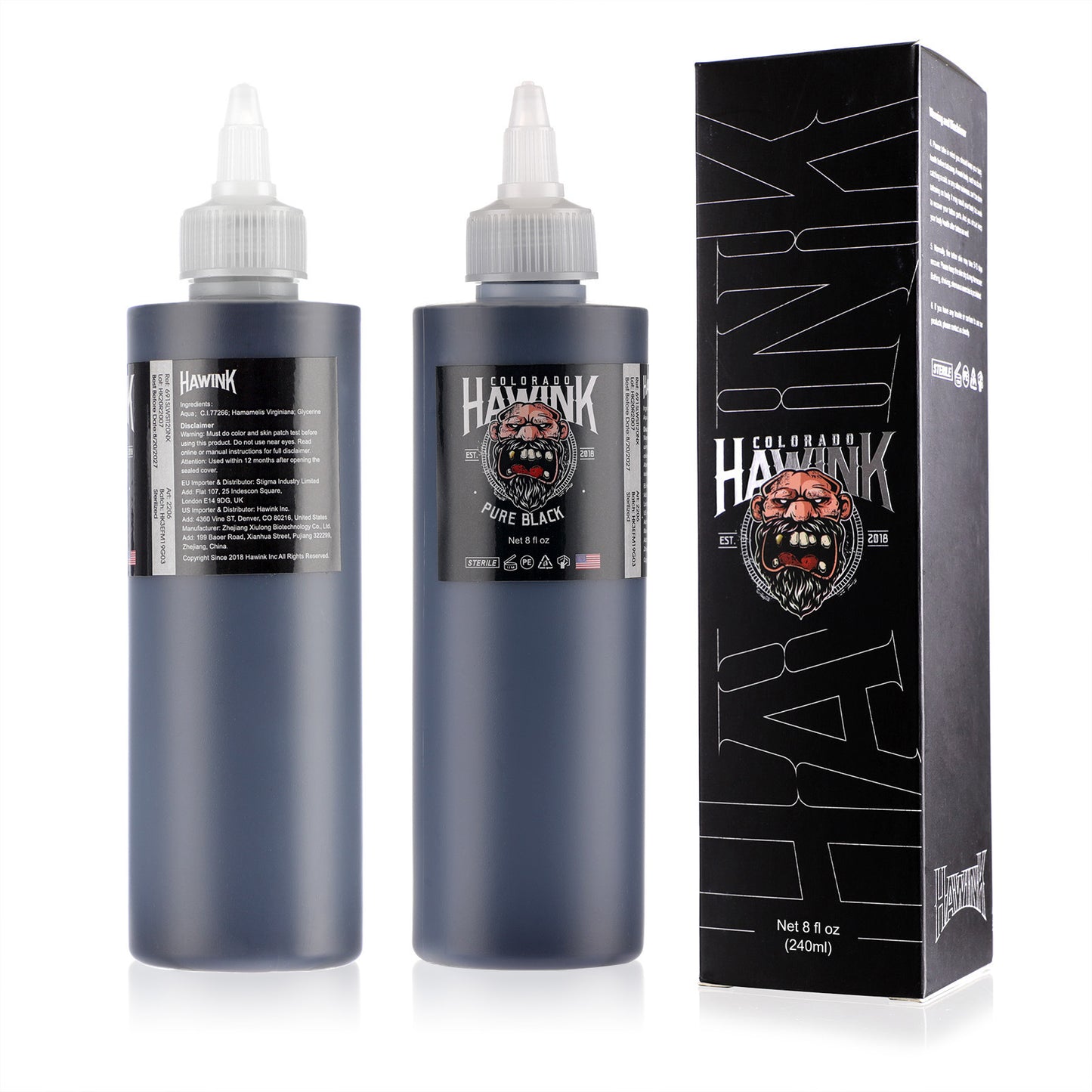 Hawink 240ml Black Tattoo Ink – Lining & Shading Formula