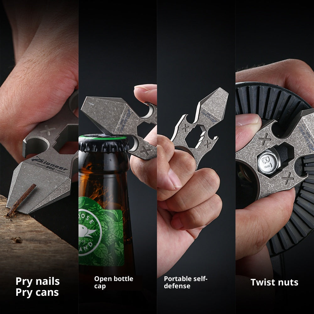 EDC Multi-Tool Self-Defense Keychain - Titanium Alloy with Brass Knuckle