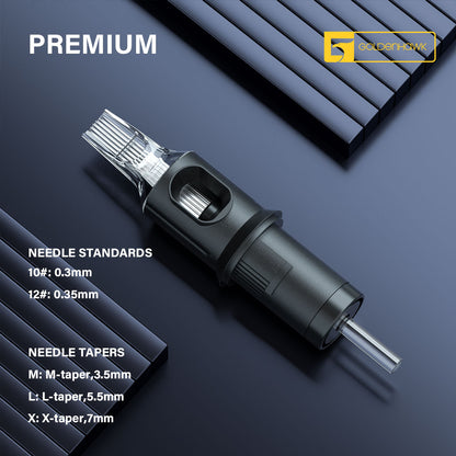 GOLDENHAWK Disposable Tattoo Cartridge Needles for Pen – Round & Flat, Box of 20
