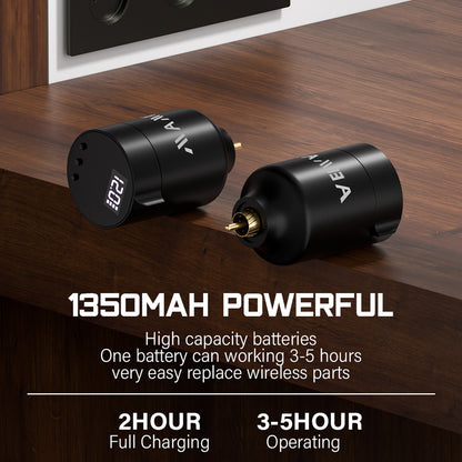 Mini Wireless Tattoo Power Supply – 1350mAh RCA Battery with Digital Display