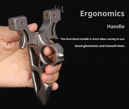 Full 404C Stainless Steel 3-in-1 Self-Defense Tool - Brass Knuckles, Kubotan, Slingshot