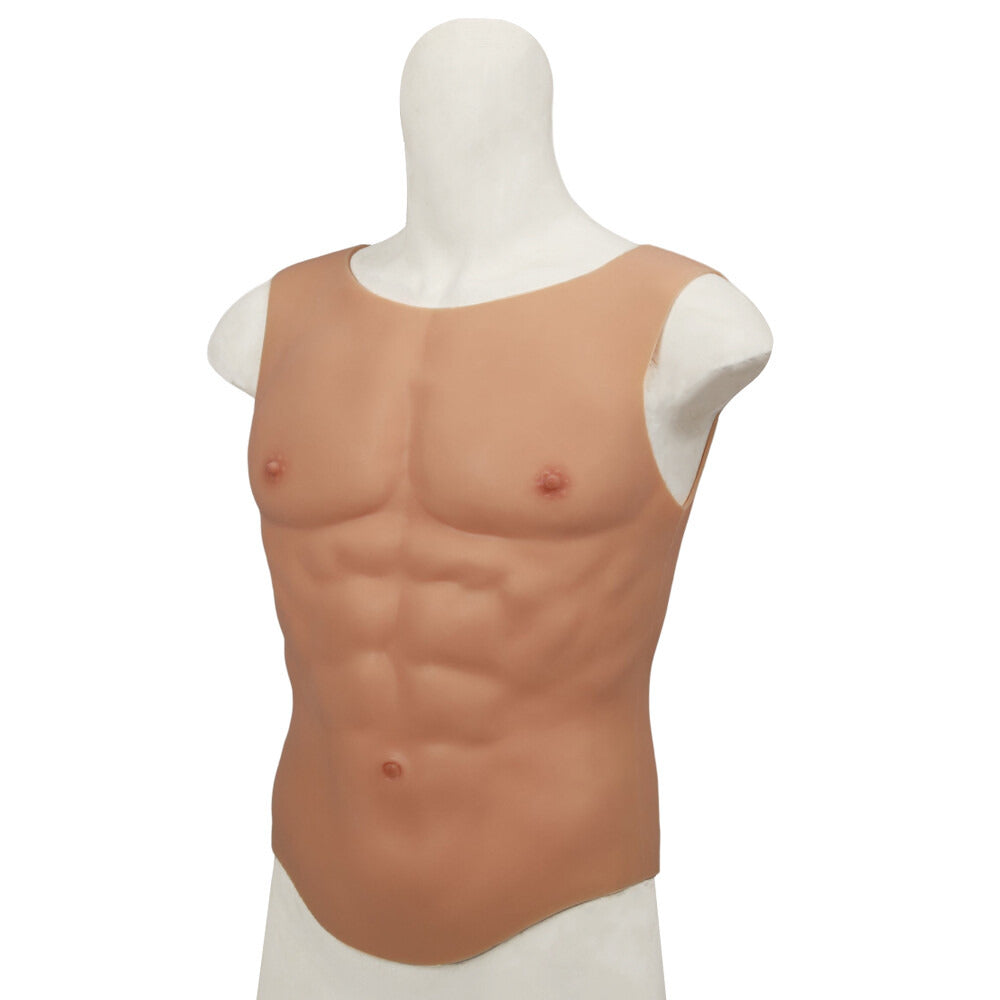 Round-Neck Silicone Muscle Chest Suit — S–L
