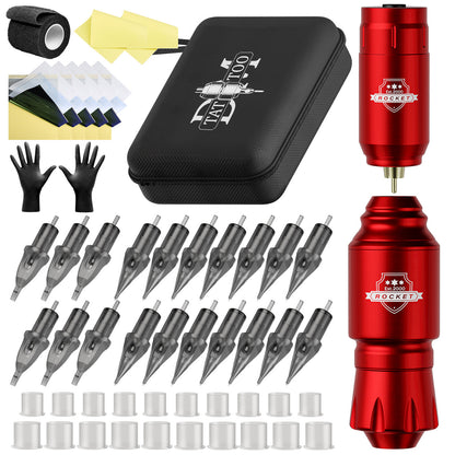 Wireless Rocket-Style Short Tattoo Pen Kit – All-in-One Rotary Motor Tattoo Machine