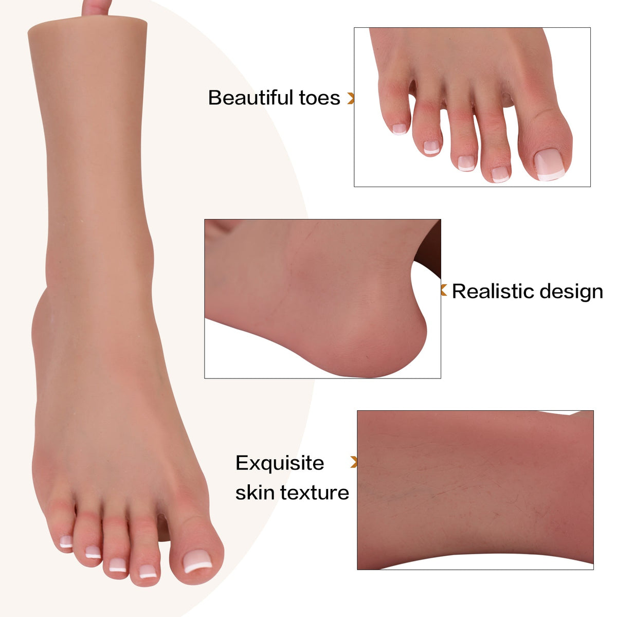 Realistic Female Silicone Foot Model — Flexible or Reinforced
