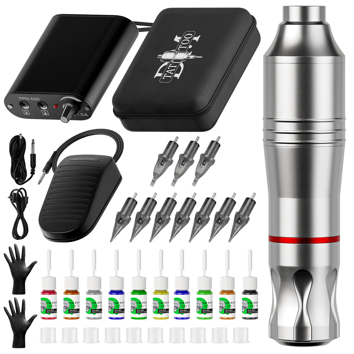 Complete Tattoo Pen Machine Kit – All-in-One Rotary Tattoo Set for Beginners
