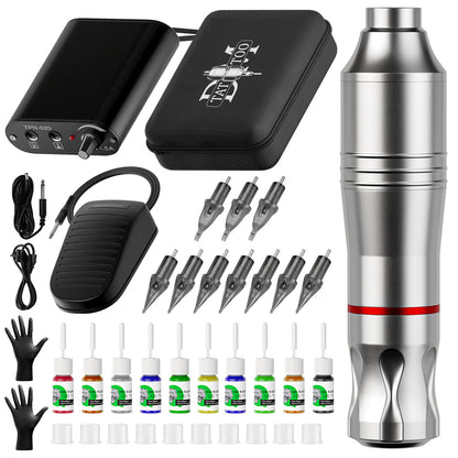 Complete Tattoo Pen Machine Kit – All-in-One Rotary Tattoo Set for Beginners