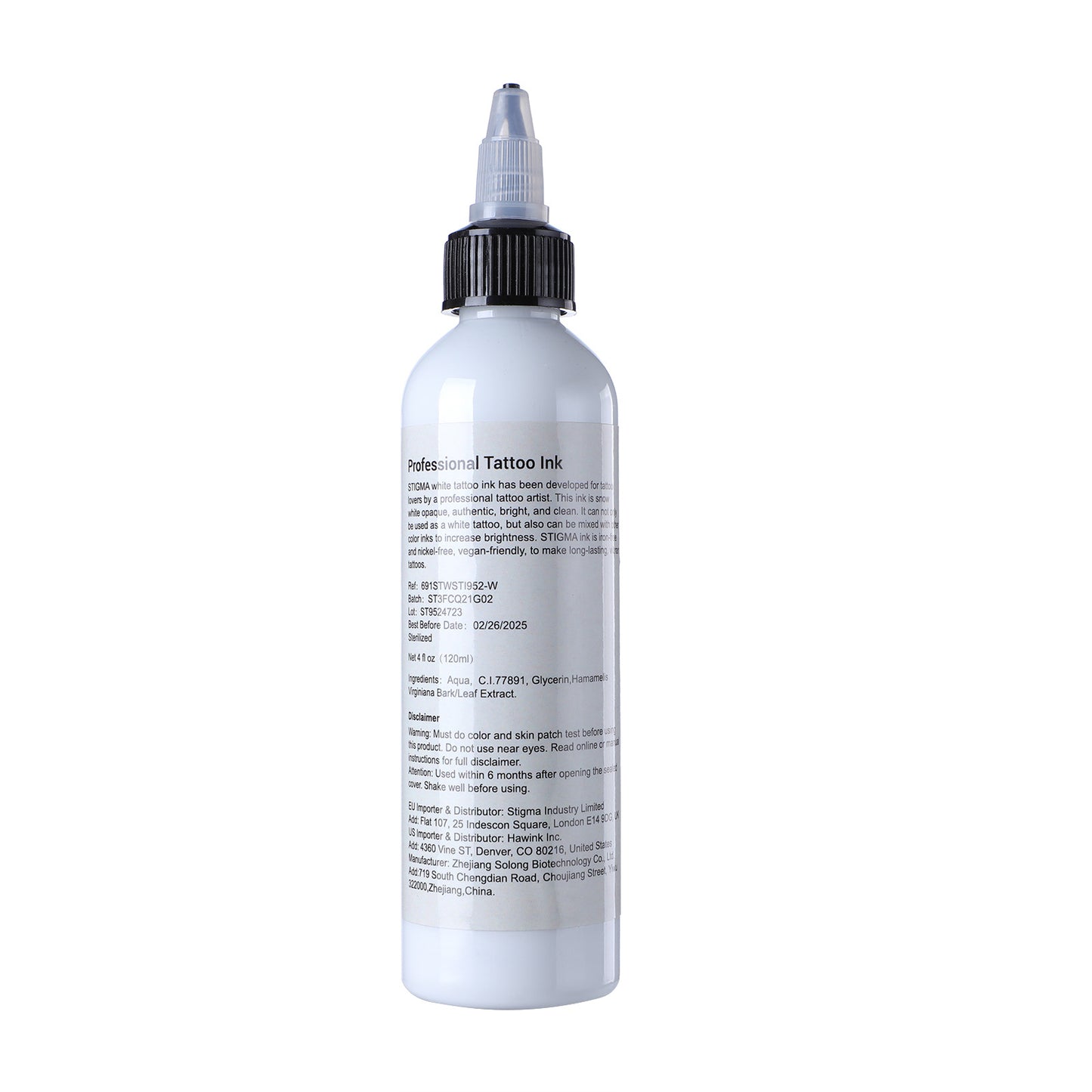 White Tattoo Ink – 120ml Professional Tattoo Pigment for Shading & Highlights