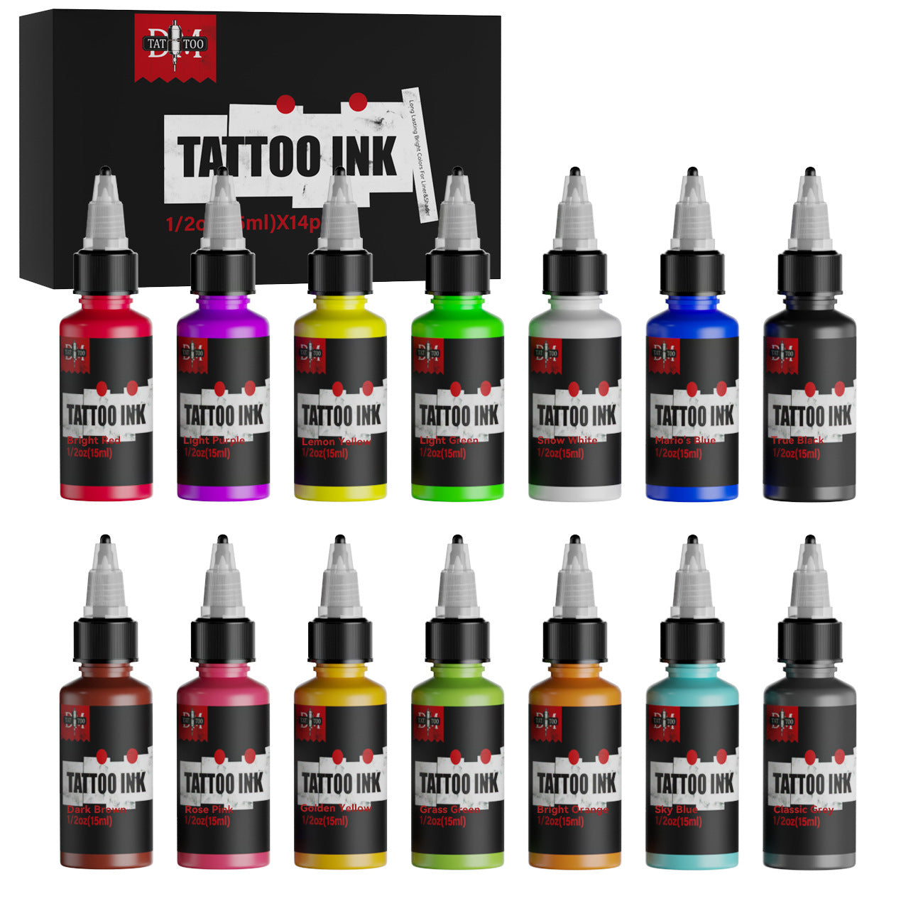 15ML Tattoo Ink Set – 14 Vibrant Colors