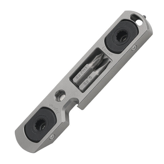 TC4 Titanium Alloy Multi-Functional EDC Pry Bar - Tactical Ratchet Wrench, Screwdriver & Window Breaker Tool